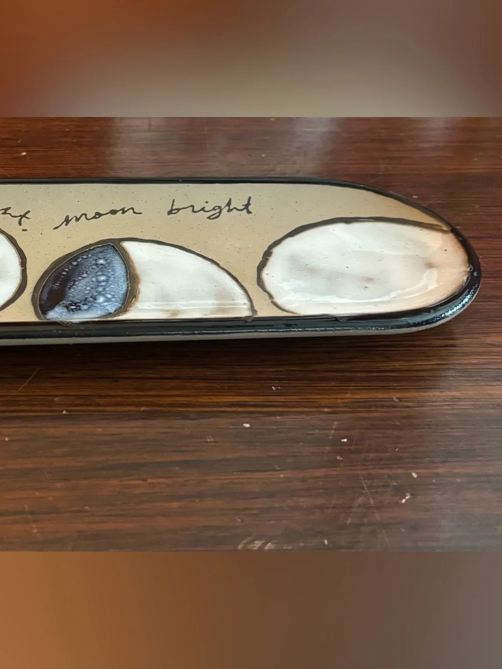 Anthropologie Moon Light 10 1/2” Long Hand Painted Stoneware Trinket Dish